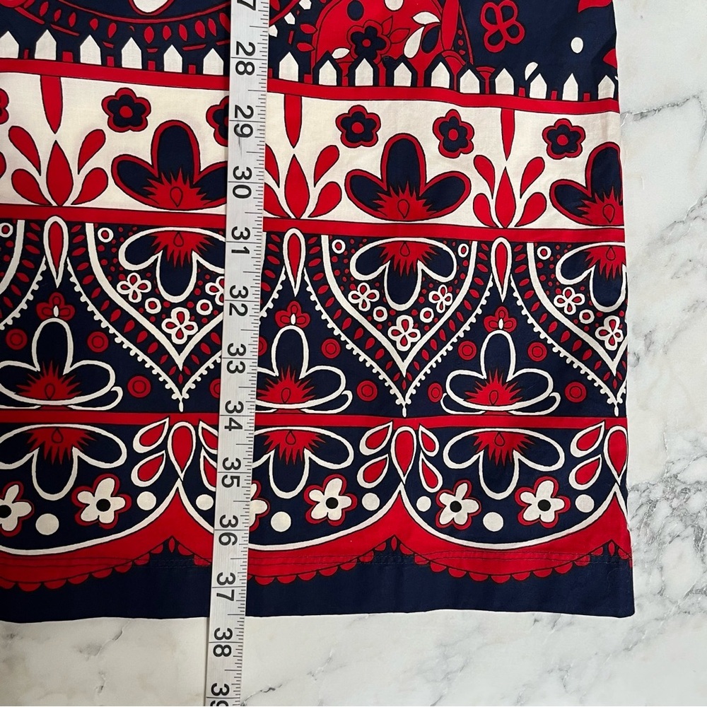 Talbots Picnic Paisley Poplin Shirtdress Navy Blue Red Belted Long Sleeve 16P - Picture 5 of 13